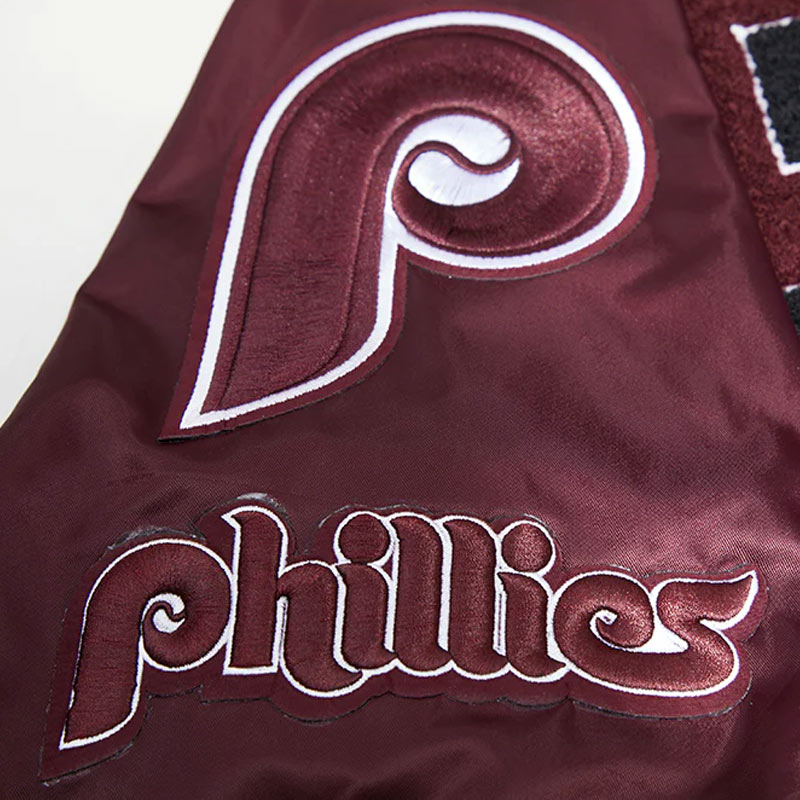 Philadelphia Phillies Retro Mashup Classic Rib Satin Jacket - Image 8