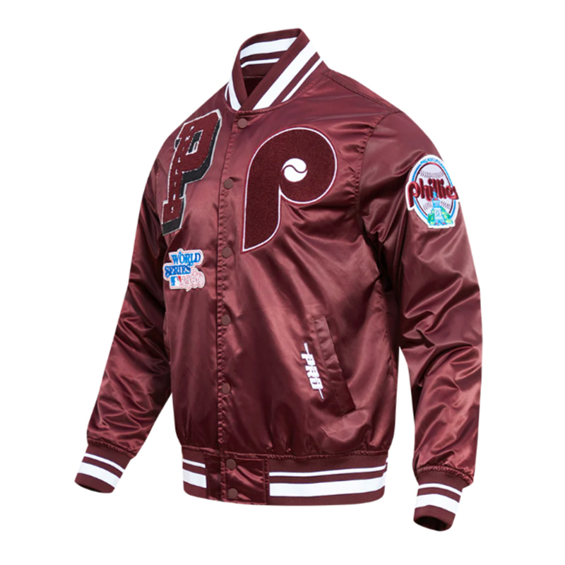 Philadelphia Phillies Retro Mashup Classic Rib Satin Jacket - Image 3