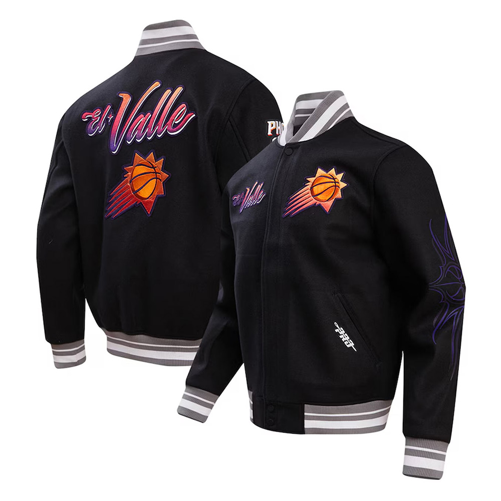 Phoenix Suns 2023/24 City Edition Black Varsity Jacket - Image 3