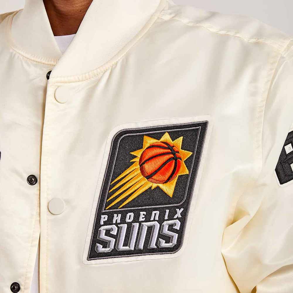 Phoenix Suns Off White Varsity Satin Jacket - Image 4