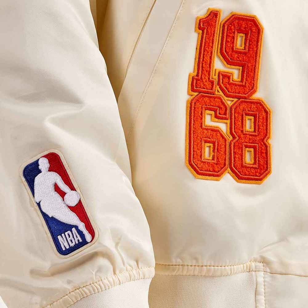 Phoenix Suns Off White Varsity Satin Jacket - Image 5