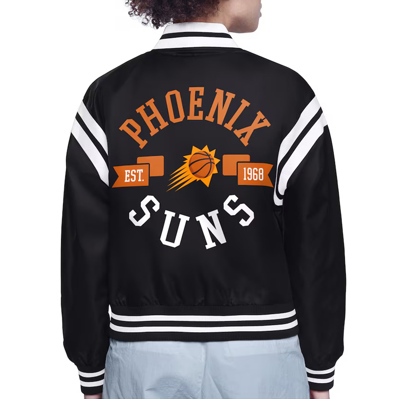 Phoenix Suns Printed Logo Varsity Satin Jacket - Image 3