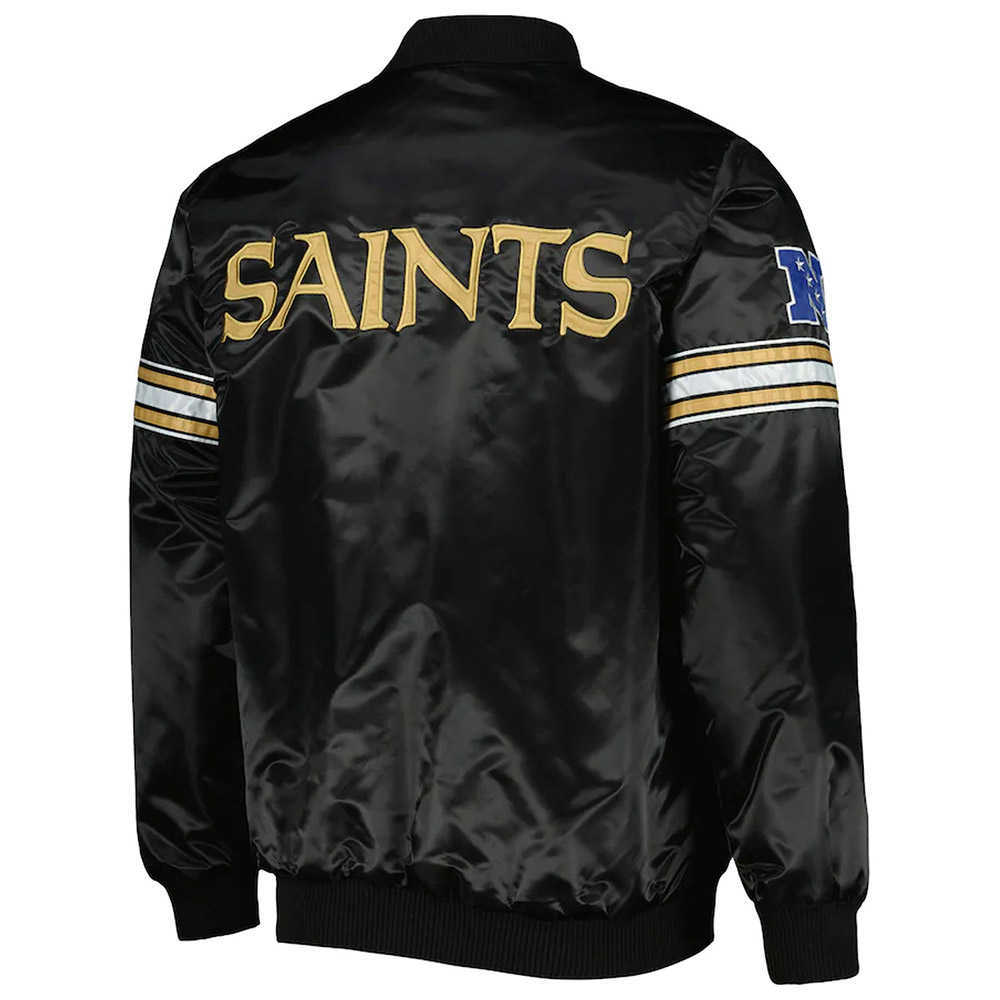 Pick and Roll New Orleans Saints Black Satin Jacket - Image 2