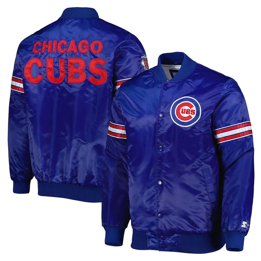 Chicago Cubs Pick & Roll Royal Blue Satin Jacket - Image 3
