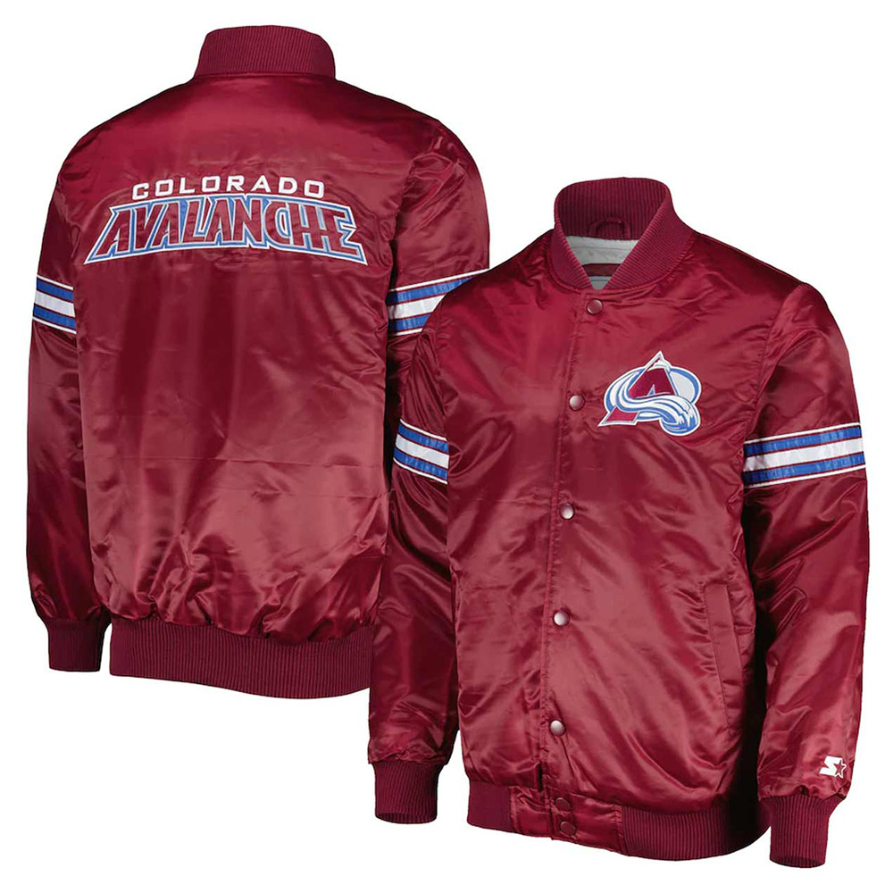 Colorado Avalanche Pick & Roll Burgundy Satin Jacket - Image 3