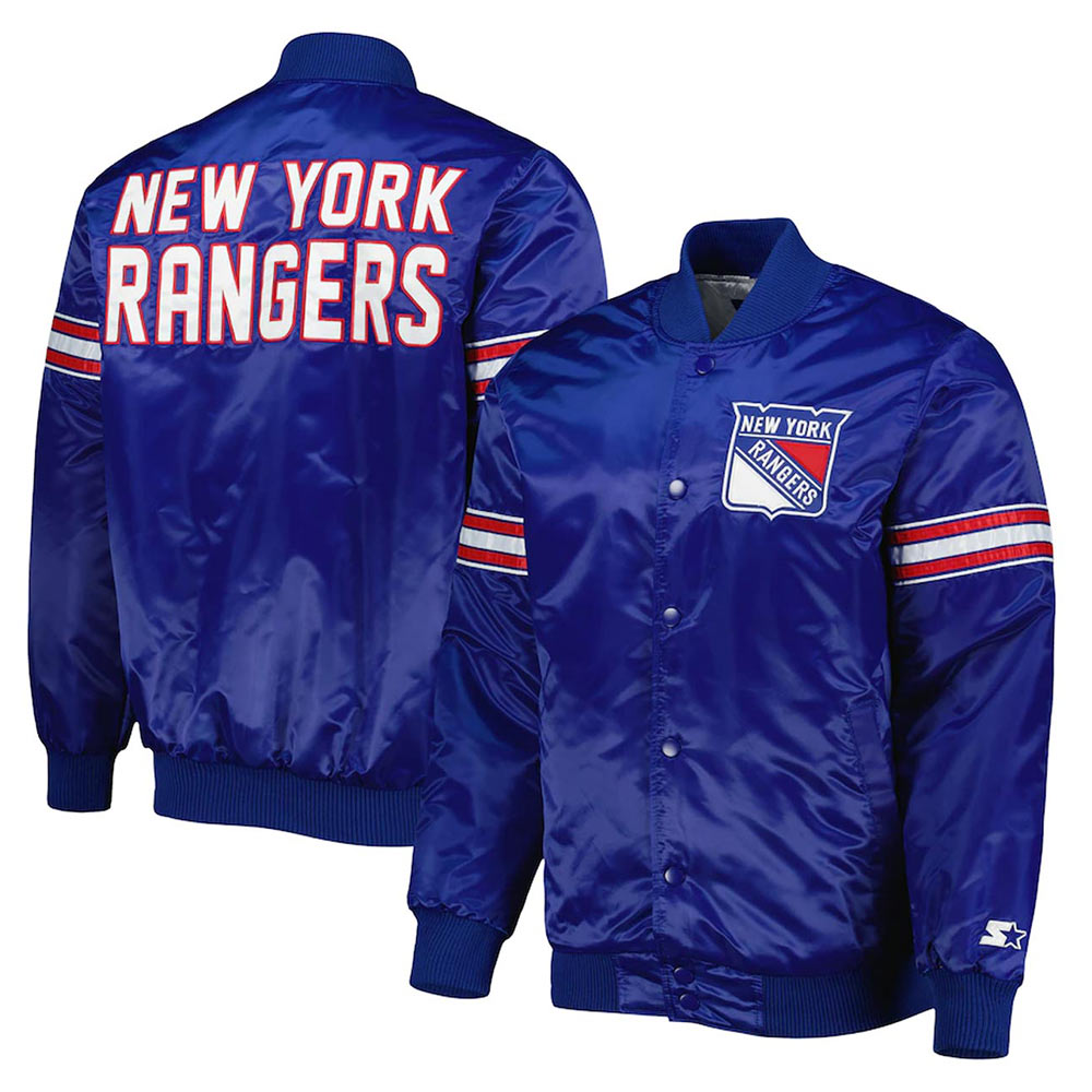 Pick & Roll NY Rangers Blue Satin Jacket - Image 3