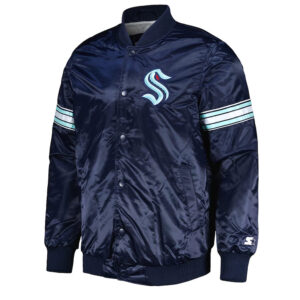 Seattle Kraken Pick & Roll Deep Sea Blue Satin Jacket