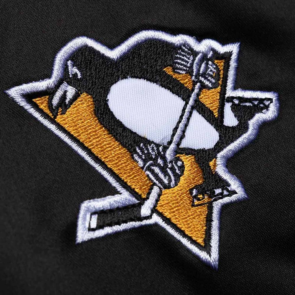 Pittsburgh Penguins Varsity Black Satin Jacket - Image 4