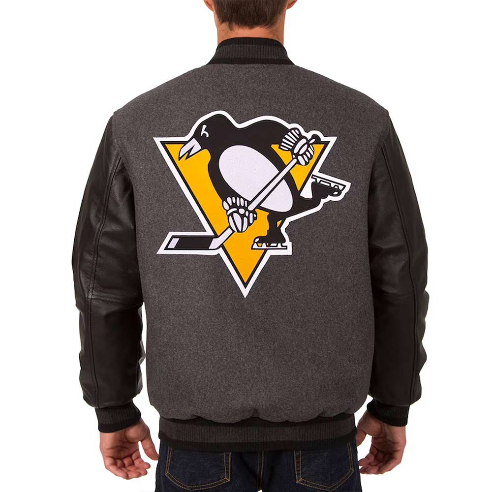 Pittsburgh Penguins Charcoal and Black Varsity Jacket - Image 2