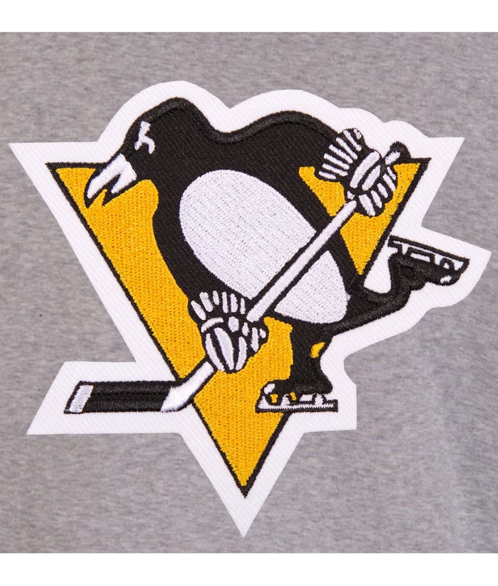 Pittsburgh Penguins Gray and Black Varsity Wool Jacket - Image 3