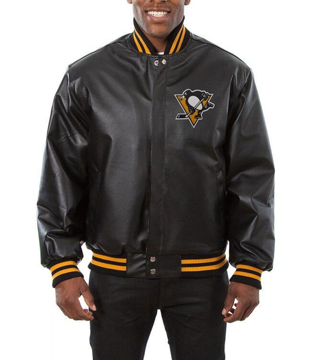 Varsity Pittsburgh Penguins Black Leather Jacket