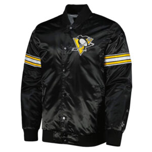 Black Pick & Roll Pittsburgh Penguins Satin Jacket