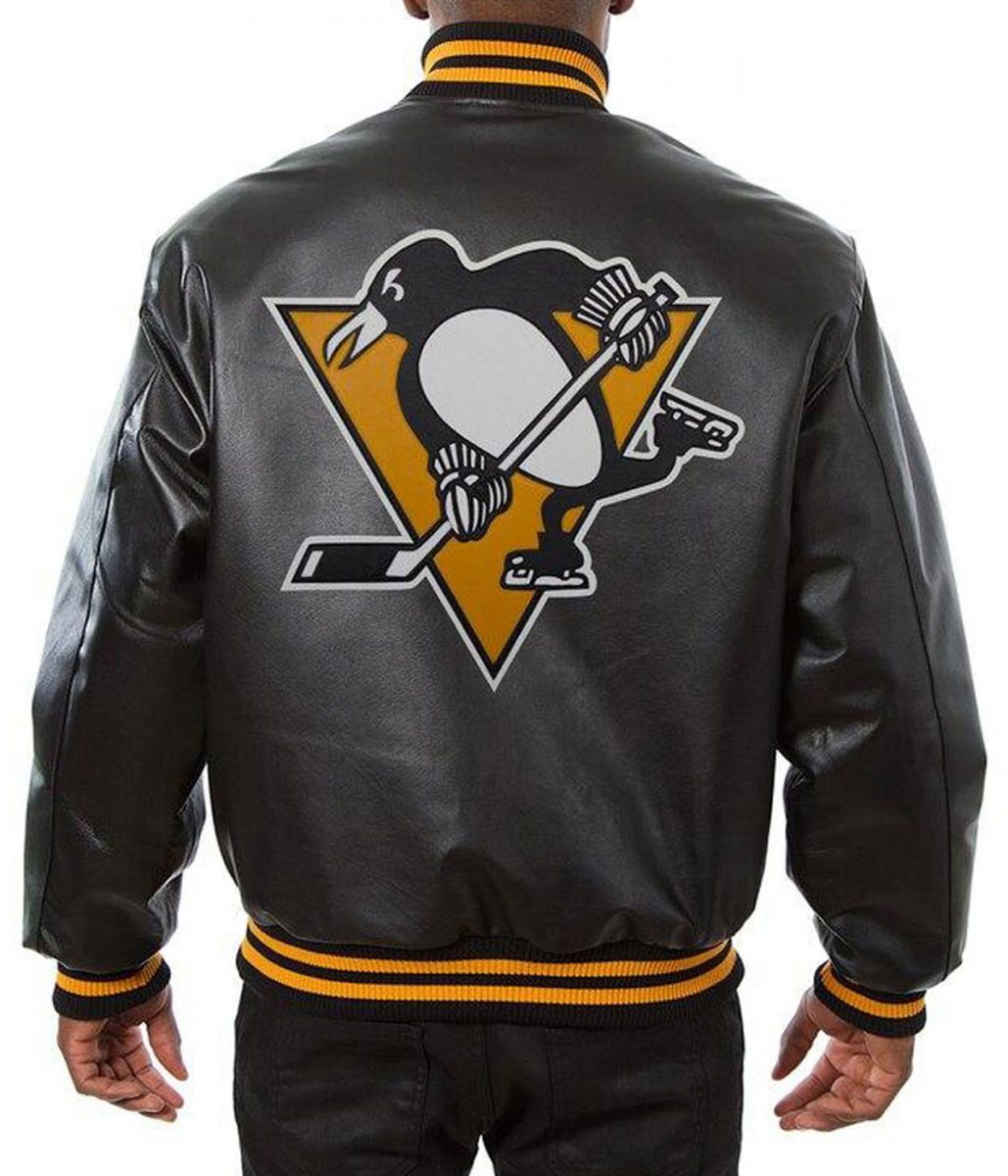 Varsity Pittsburgh Penguins Black Leather Jacket - Image 2