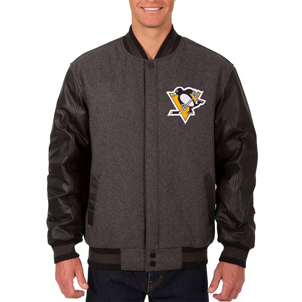 Pittsburgh Penguins Charcoal and Black Varsity Jacket