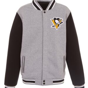 Pittsburgh Penguins Gray and Black Varsity Wool Jacket