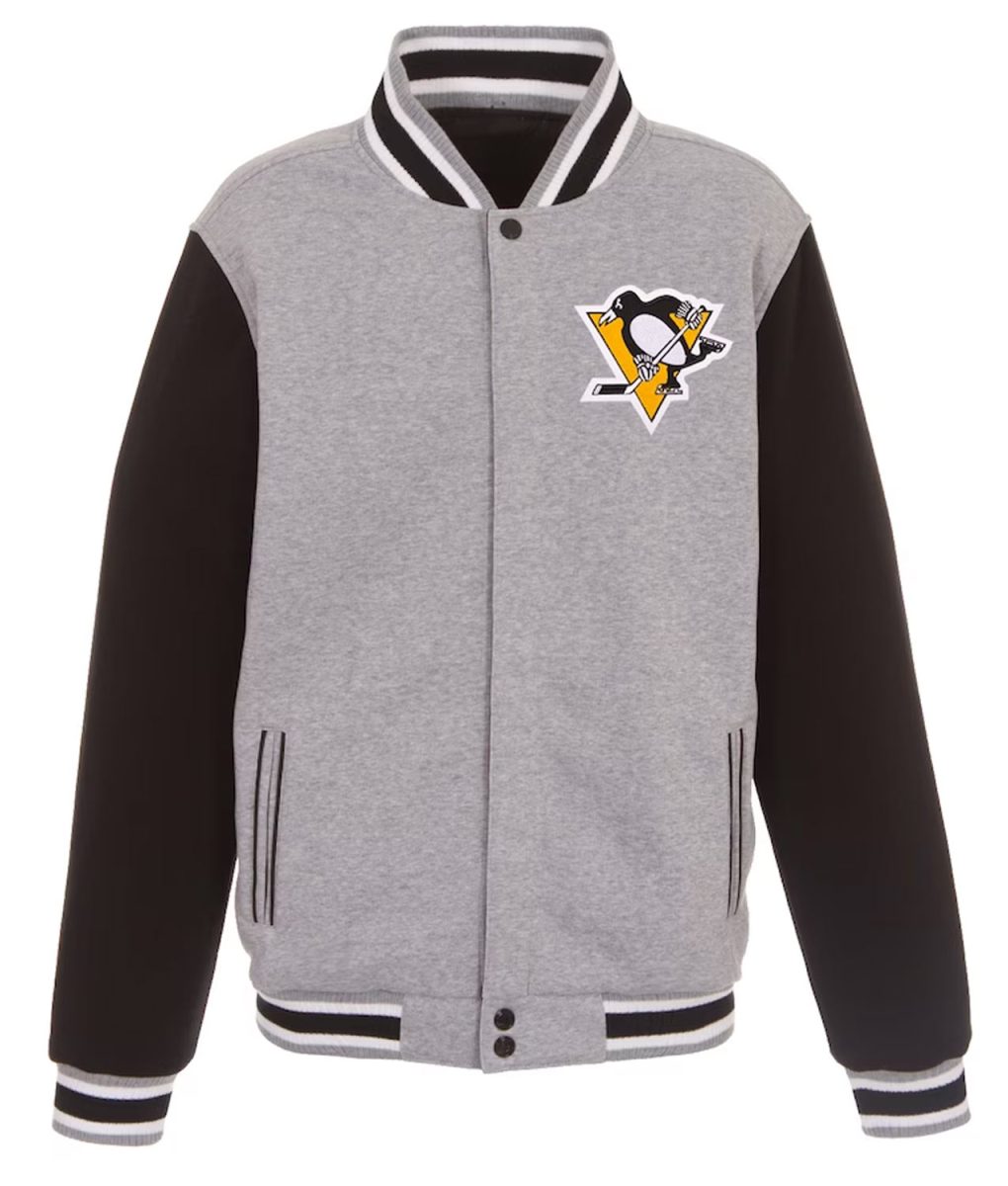 Pittsburgh Penguins Gray and Black Varsity Wool Jacket