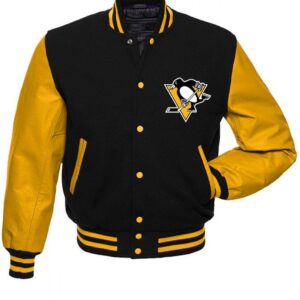 Pittsburgh Penguins NHL Black and Yellow Varsity Jacket