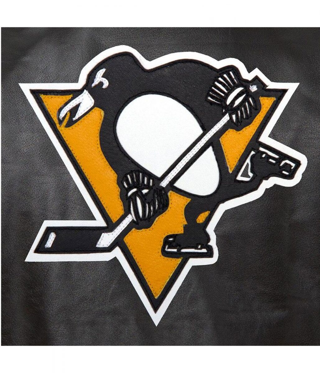Varsity Pittsburgh Penguins Black Leather Jacket - Image 3