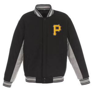Accent Pittsburgh Pirates Black and Gray Varsity Full-Snap Wool Jacket