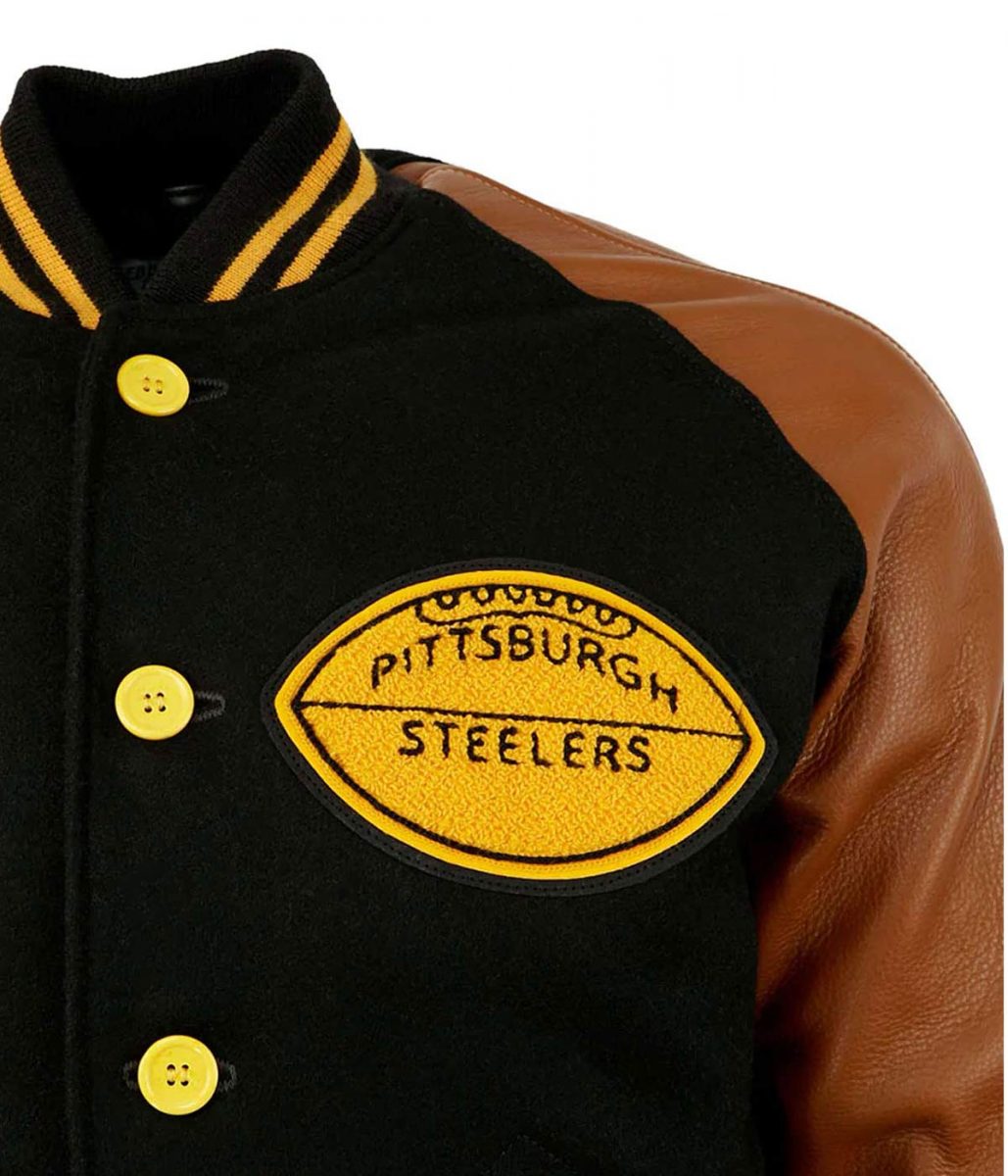 1955 Pittsburgh Steelers Varsity Brown and Black Jacket - Image 4