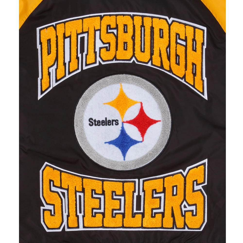 Pittsburgh Steelers Black and Gold Throwback Jacket - Image 3