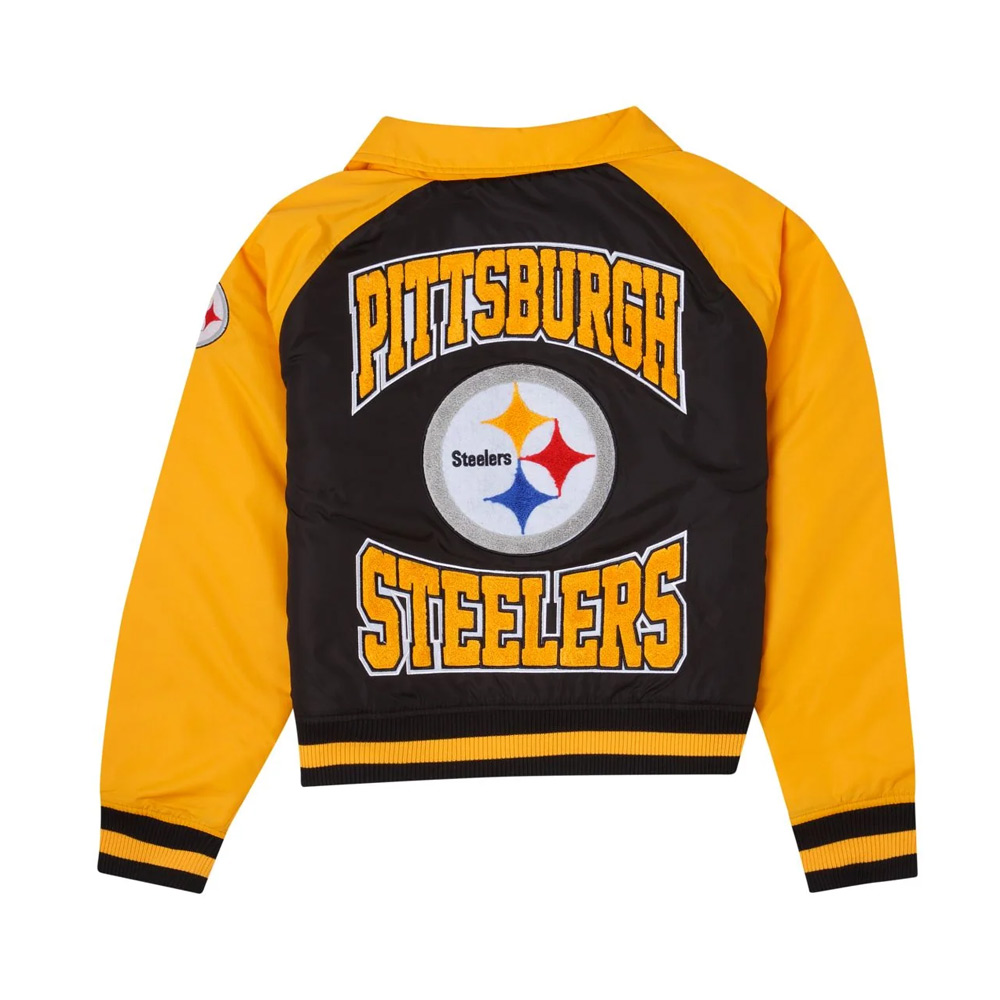 Pittsburgh Steelers Black and Gold Throwback Jacket - Image 2