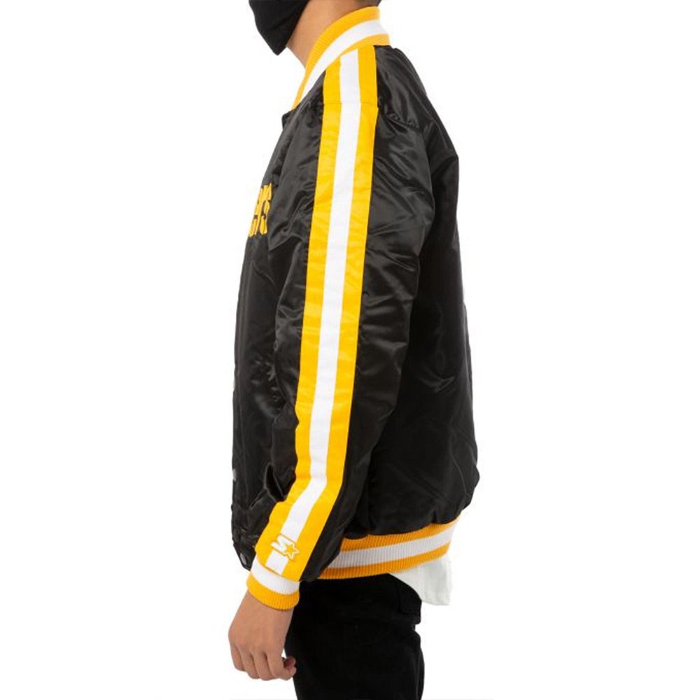 Pittsburgh Steelers Striped Satin Black Jacket - Image 4