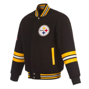 Pittsburgh Steelers Striped Black Varsity Wool Jacket
