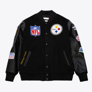 Pittsburgh Steelers Blackout Vintage Logo Varsity Jacket