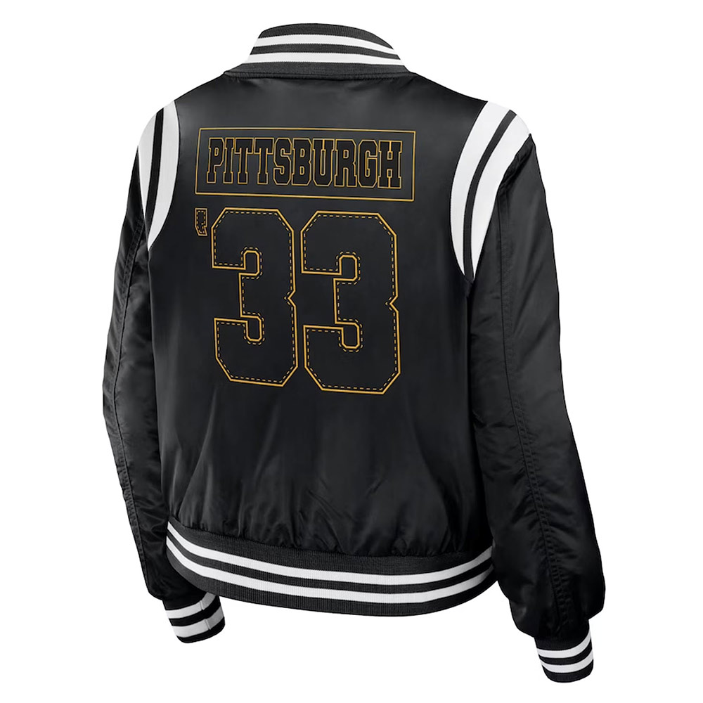 Pittsburgh Steelers Black Bomber Full-Zip Jacket - Image 2