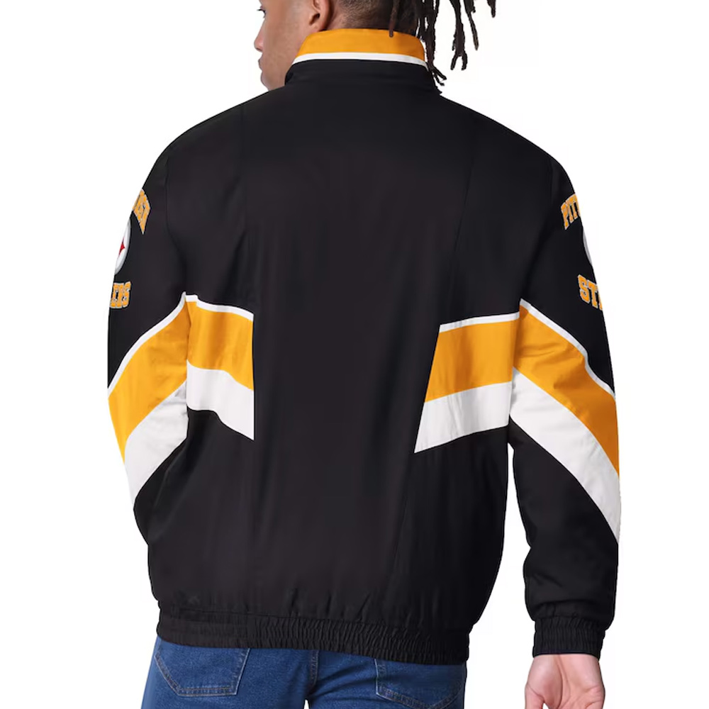 Pittsburgh Steelers Captain Black Varsity Satin Jacket - Image 2