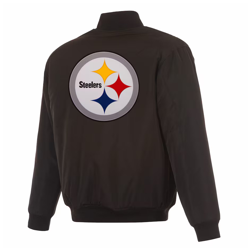 Pittsburgh Steelers Black/Gray Full-Zip Reversible Flight Jacket - Image 2