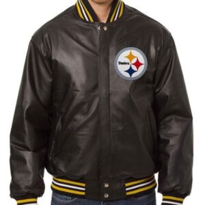 Varsity Pittsburgh Steelers Black Leather Jacket