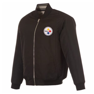 Pittsburgh Steelers Black/Gray Full-Zip Reversible Flight Jacket