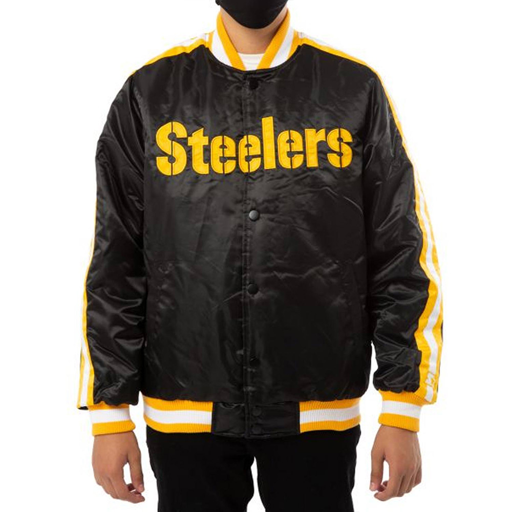 Pittsburgh Steelers Striped Satin Black Jacket