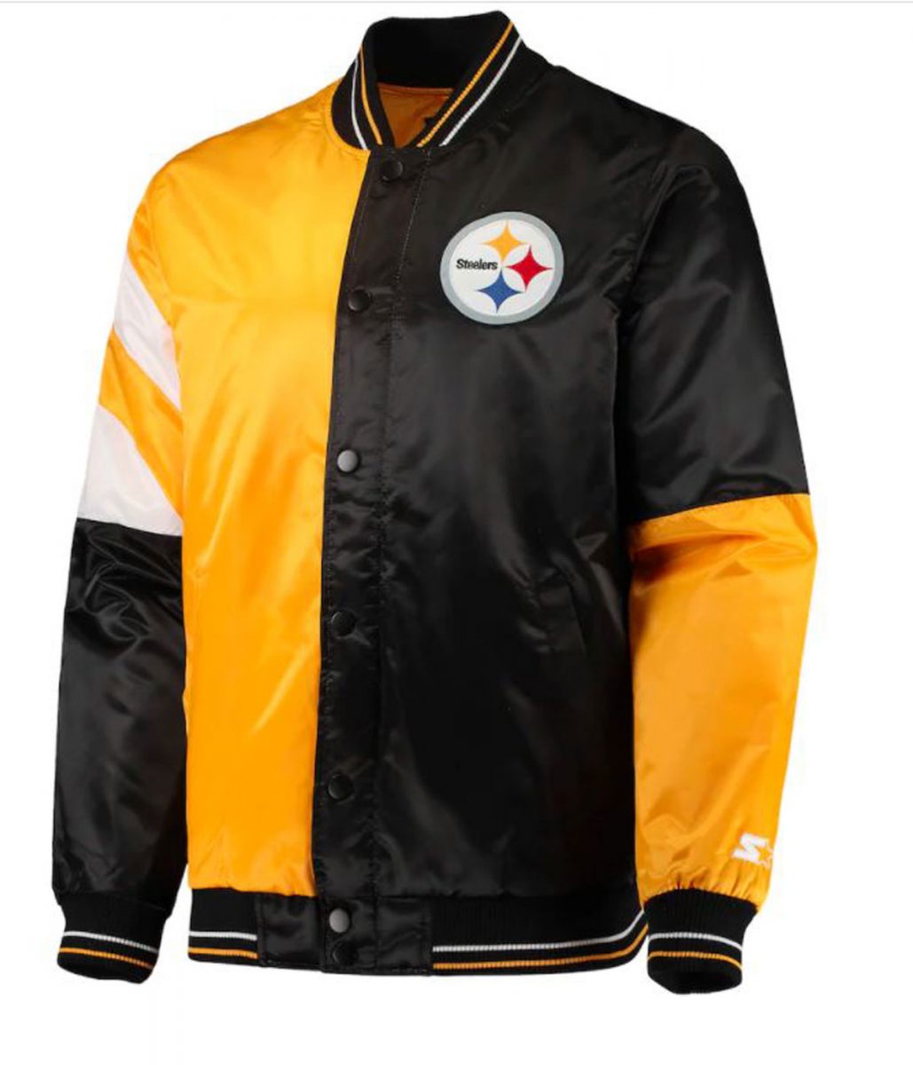 Satin Pittsburgh Steelers Yellow and Black Varsity Jacket
