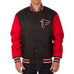 Poly Twill Atlanta Falcons Varsity Black and Red Jacket
