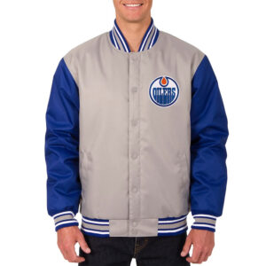 Edmonton Oilers Gray/Blue Poly Twill Jacket