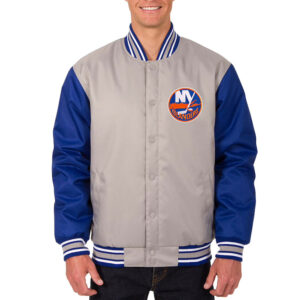 NY Islanders Front Hit Gray and Blue Jacket