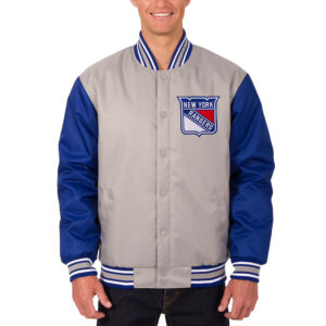 NY Rangers Two Hit Poly-Twill Gray and Blue Jacket