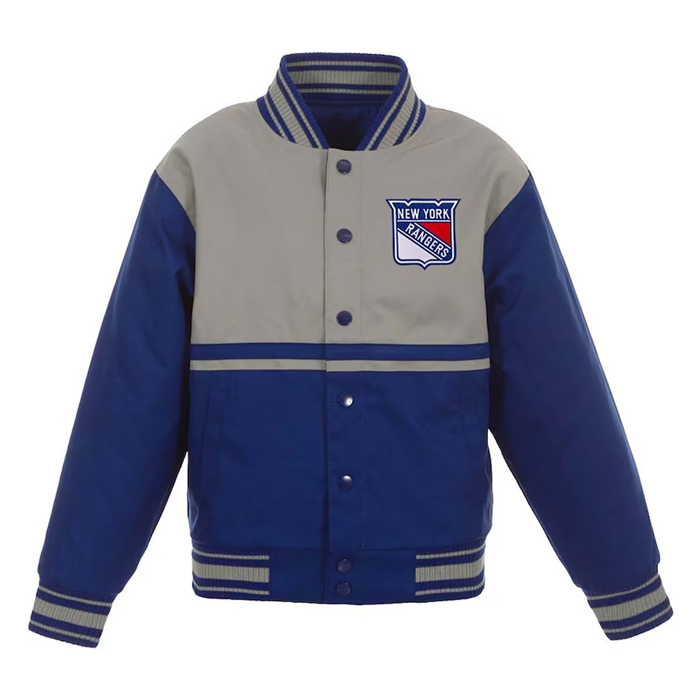 Royal and Gray NY Rangers Youth Poly-Twill Jacket