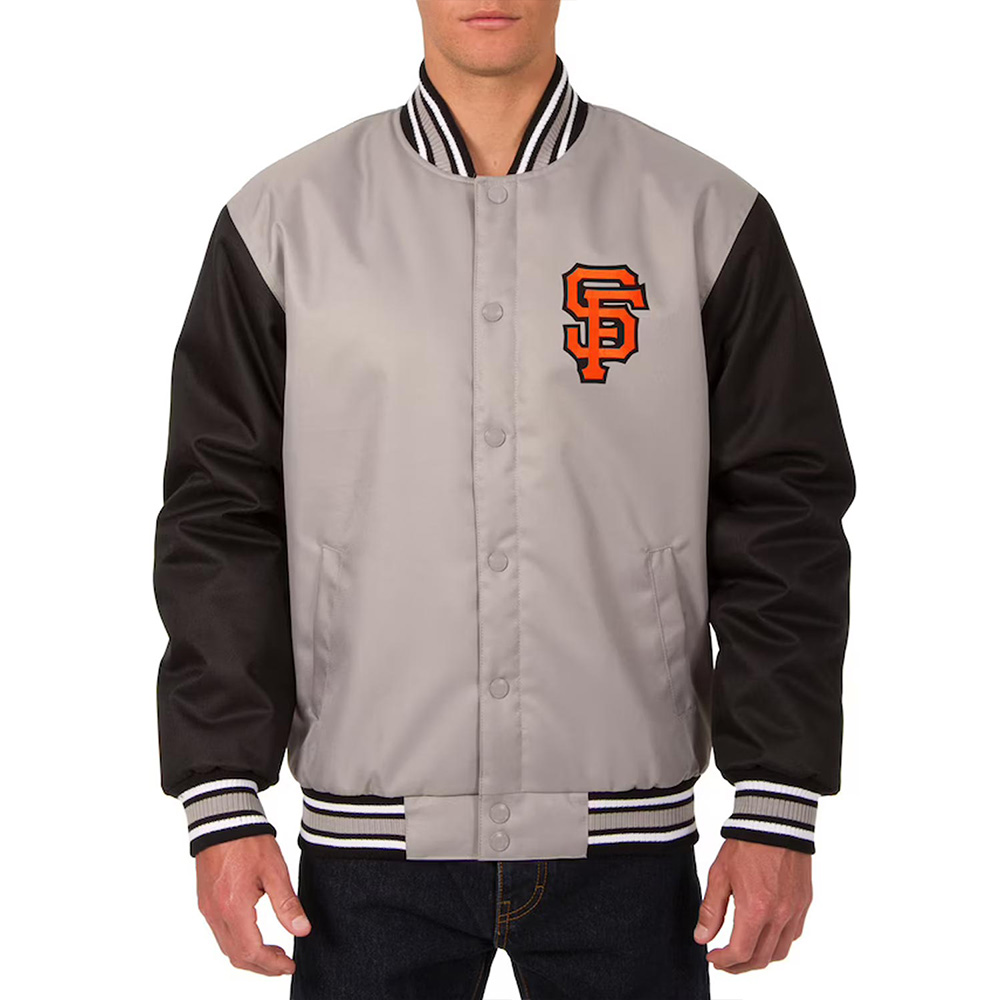 Gray/Black Youth San Francisco Giants Poly Twill Jacket