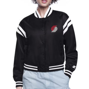 Portland Trail Blazers Printed Logo Varsity Satin Jacket