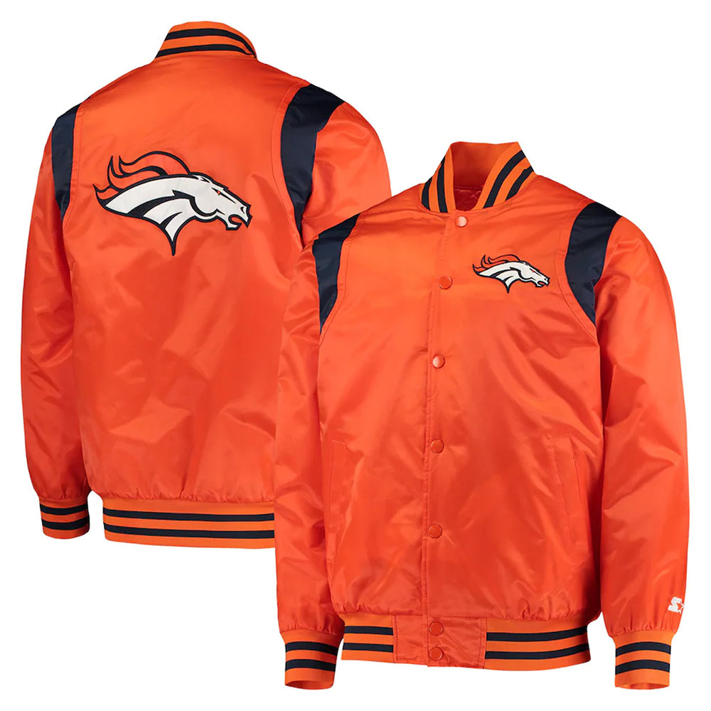 Prime Time Denver Broncos Orange/Navy Satin Jacket - Image 3