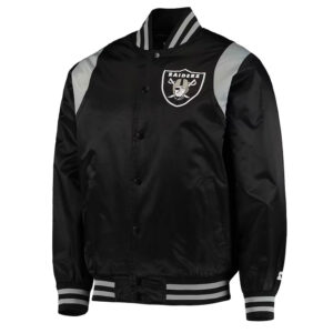 Black/Silver Las Vegas Raiders Prime Time Varsity Satin Jacket