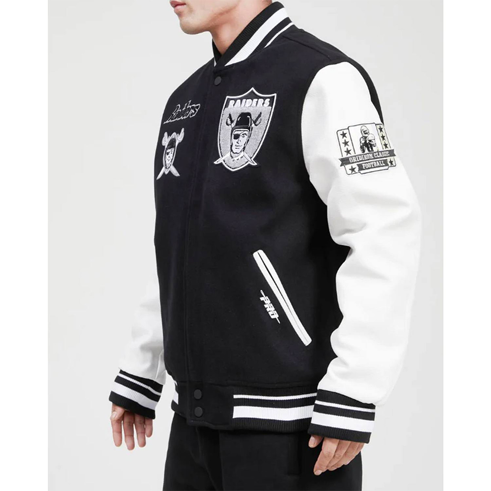 Pro Los Vegas Raiders Varsity Black and White Jacket - Image 3