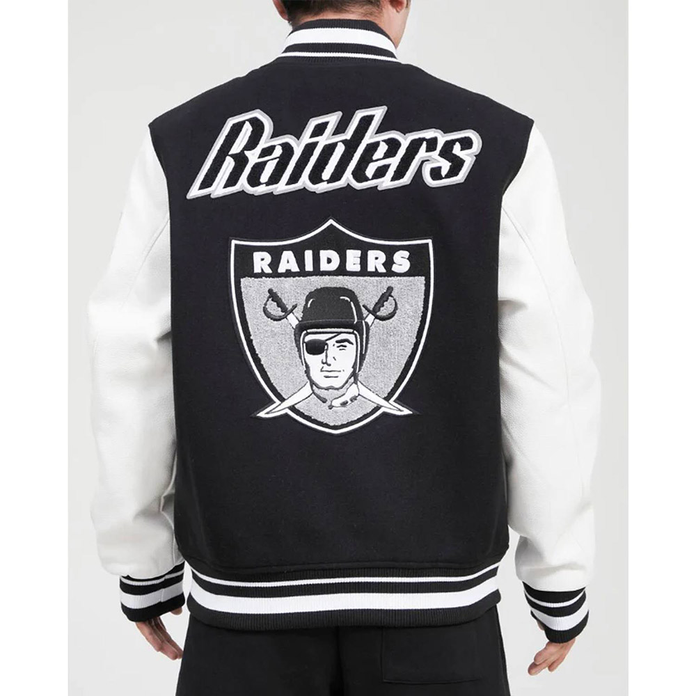 Pro Los Vegas Raiders Varsity Black and White Jacket - Image 2
