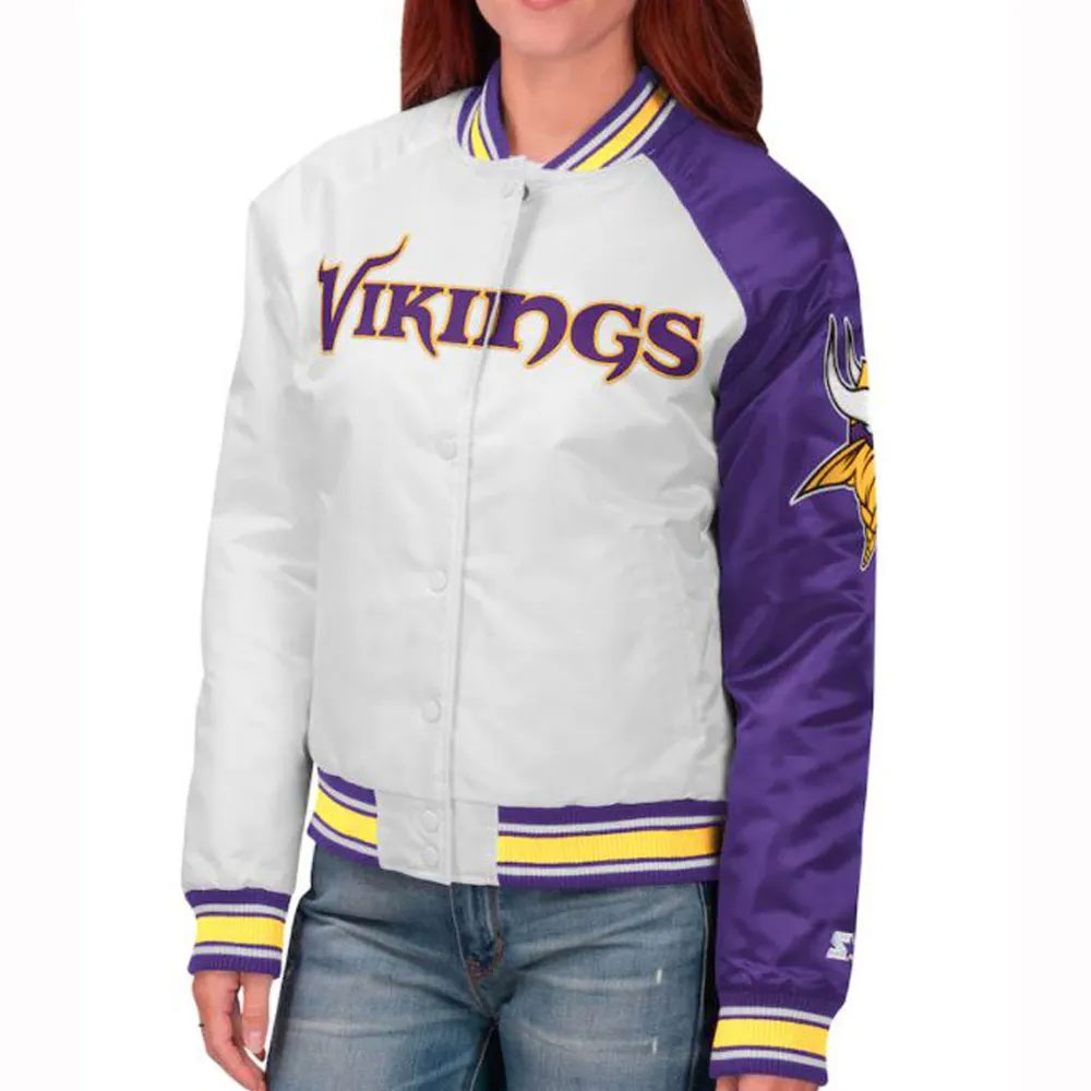 Minnesota Vikings End Zone Yellow/Purple Satin Jacket - Image 2