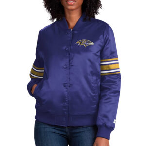 Purple Baltimore Ravens Line Up Full-Snap Satin Jacket