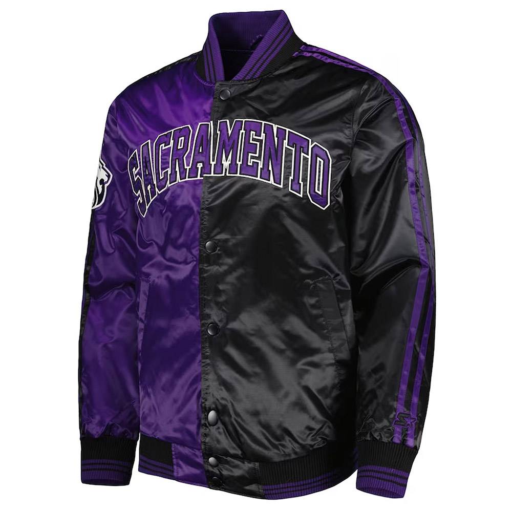 Sacramento Kings Purple/Black Fast Break Satin Jacket